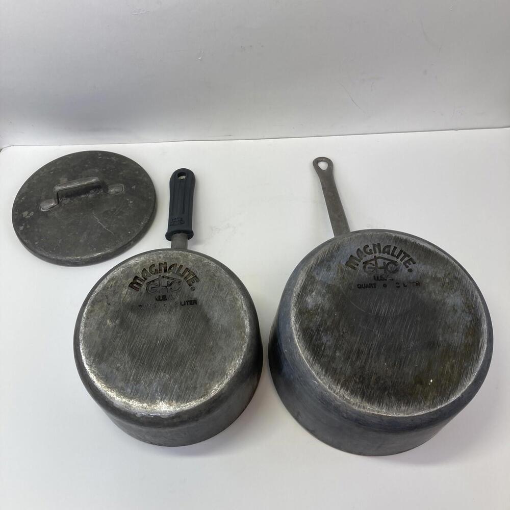 Vintage Lot Of  Magnalite Pots 2 Quart With Lid 3 Quart Without Lid USA